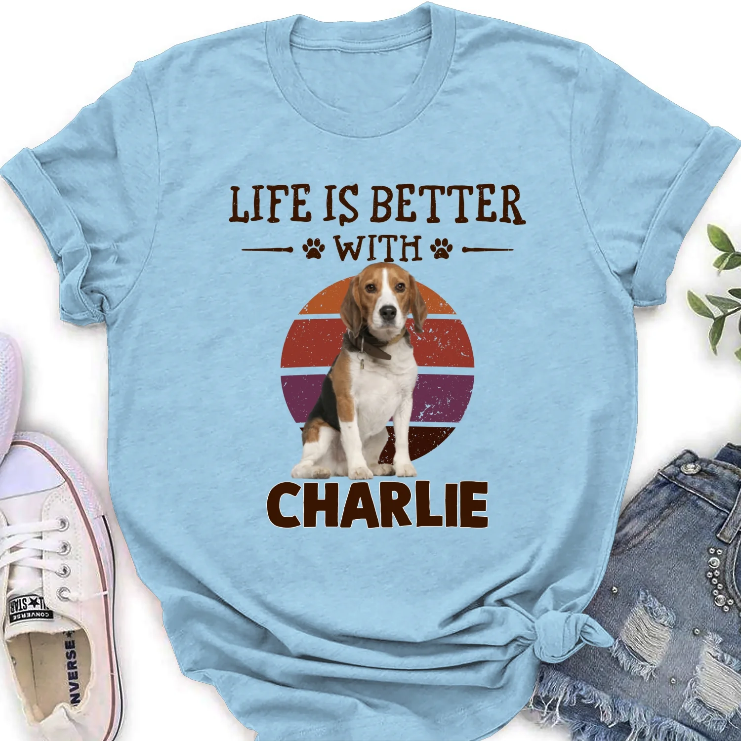 Better Life With My Dog Cartoon Photo - Personalized Custom Women's T-shirt - Image 8