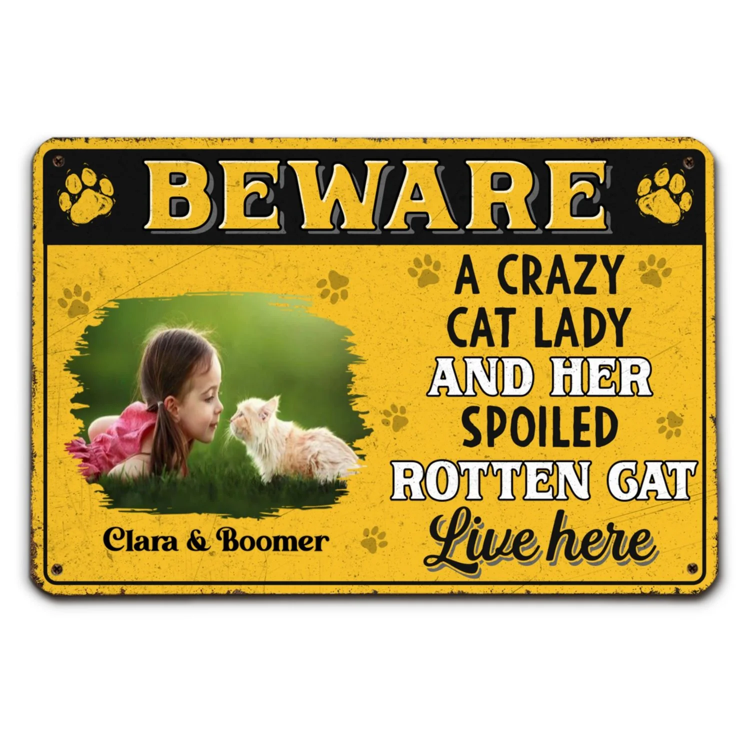 Beware Cat Lady Photo - Personalized Custom Metal Sign - Image 3
