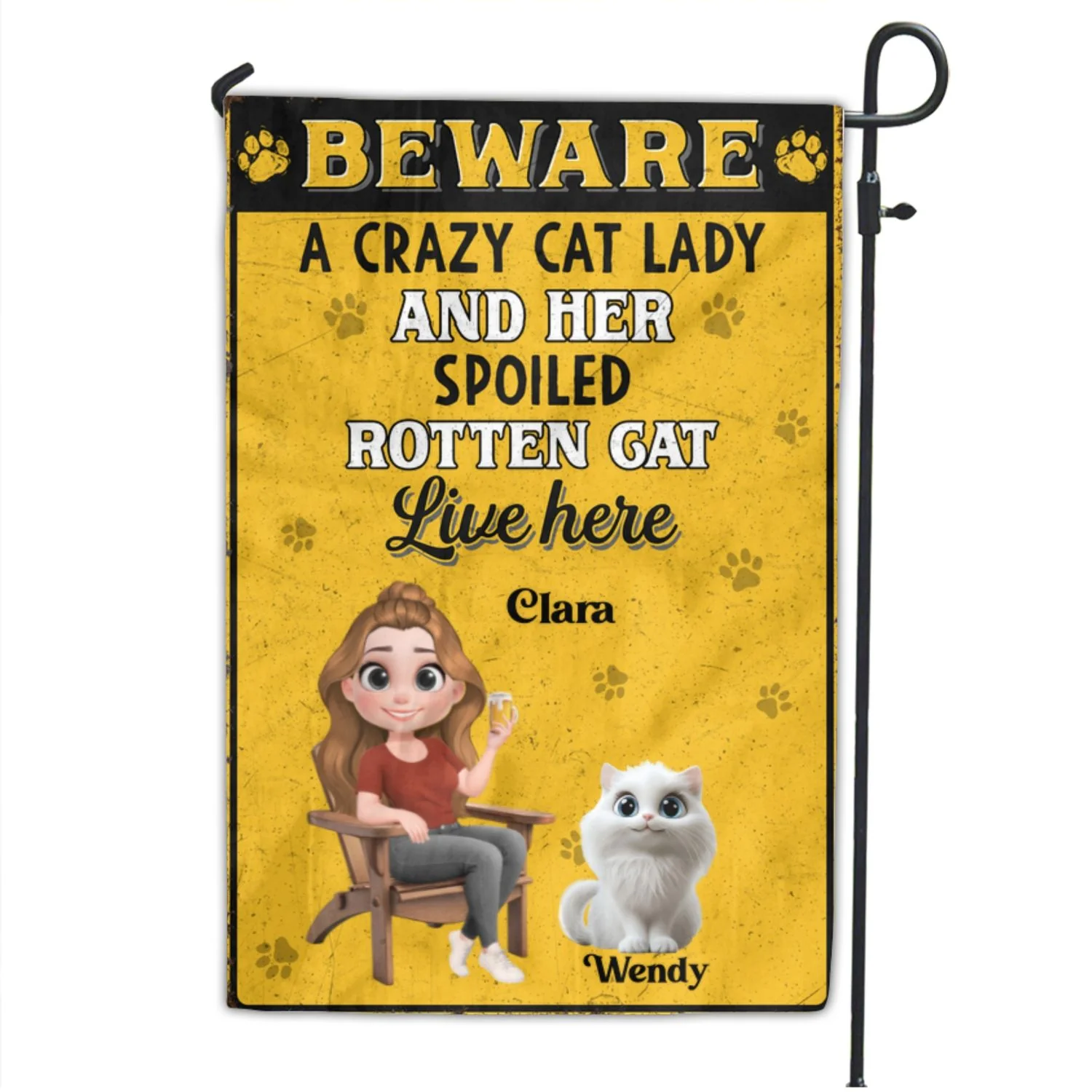 Beware Cat Version - Personalized Custom Flag - Image 6