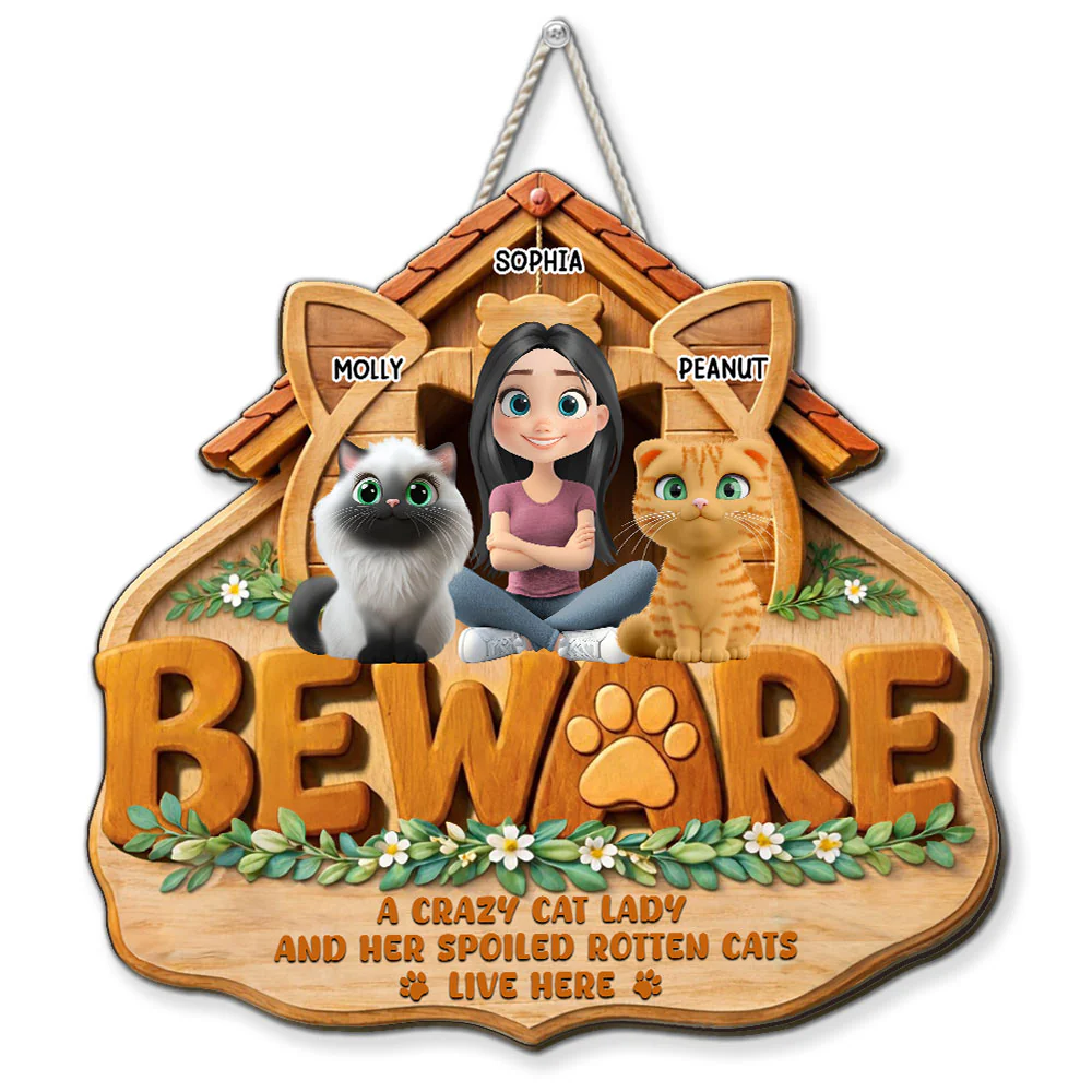 Beware Home Right Here - Personalized Custom Wood Sign
