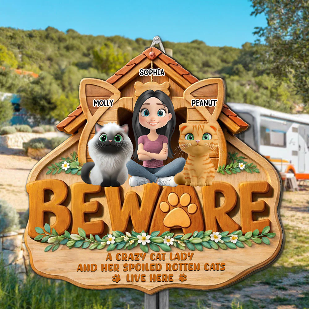 Beware Home Right Here - Personalized Custom Wood Sign - Image 2