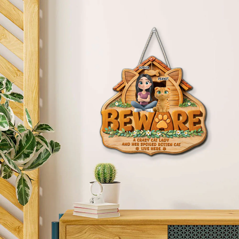Beware Home Right Here - Personalized Custom Wood Sign - Image 4