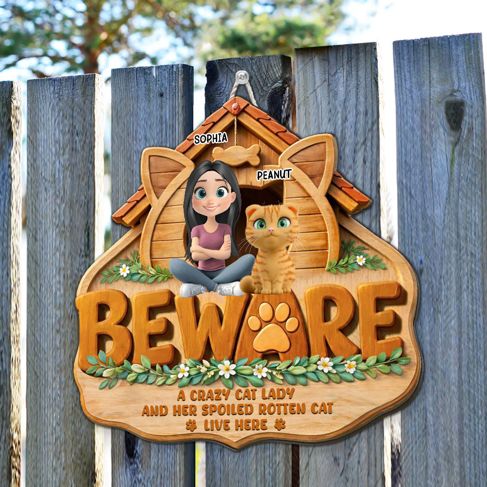 Beware Home Right Here - Personalized Custom Wood Sign - Image 5