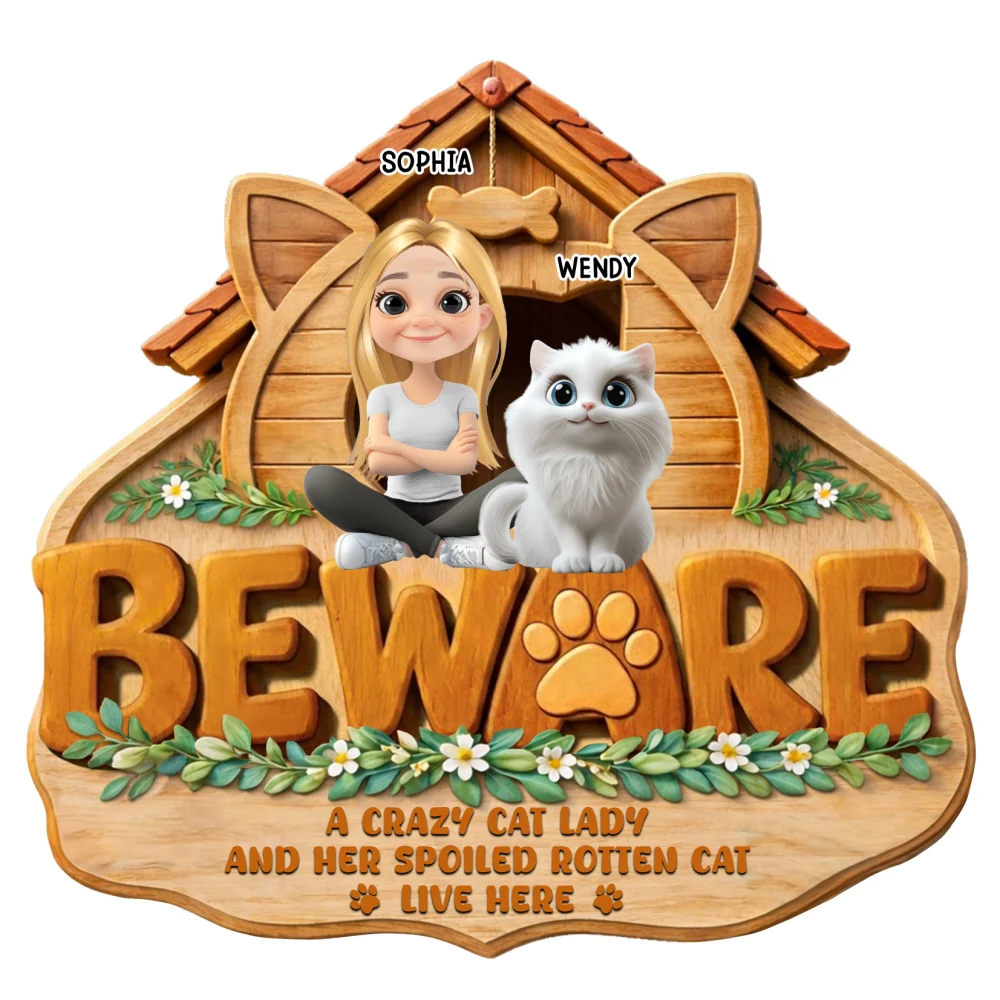 Beware Home Right Here - Personalized Custom Wood Sign - Image 6