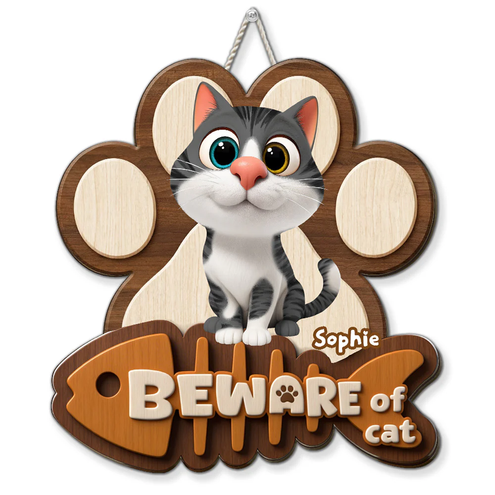Beware Of Cats - Personalized Custom Wood Sign