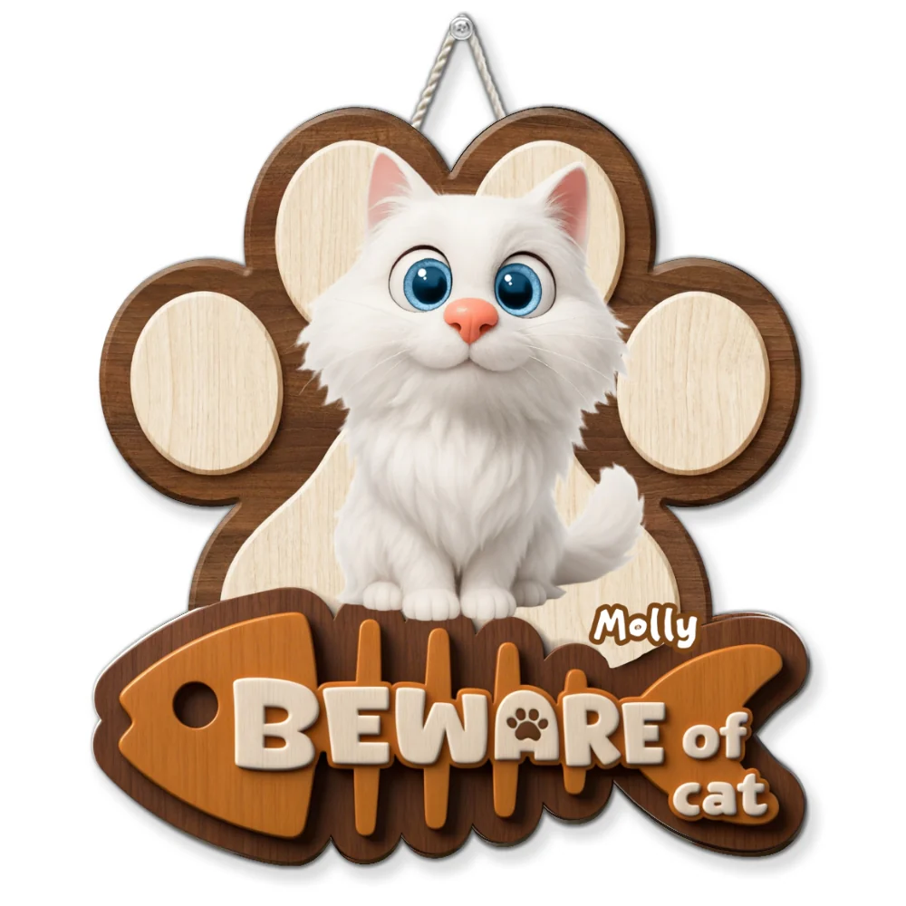 Beware Of Cats - Personalized Custom Wood Sign - Image 6