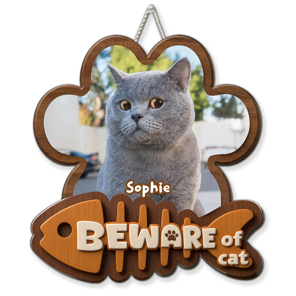 Beware Of Cats Photo - Personalized Custom Wood Sign
