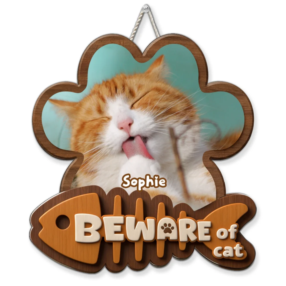 Beware Of Cats Photo - Personalized Custom Wood Sign - Image 3