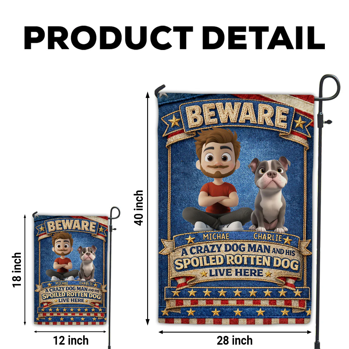 Beware Of Human And American Dog - Personalized Custom Flag - Image 7