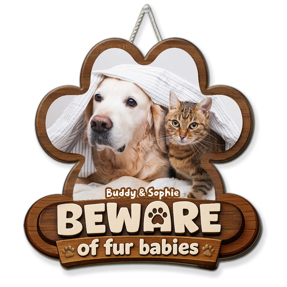 Beware Of The Babies Photo - Personalized Custom Wood Sign