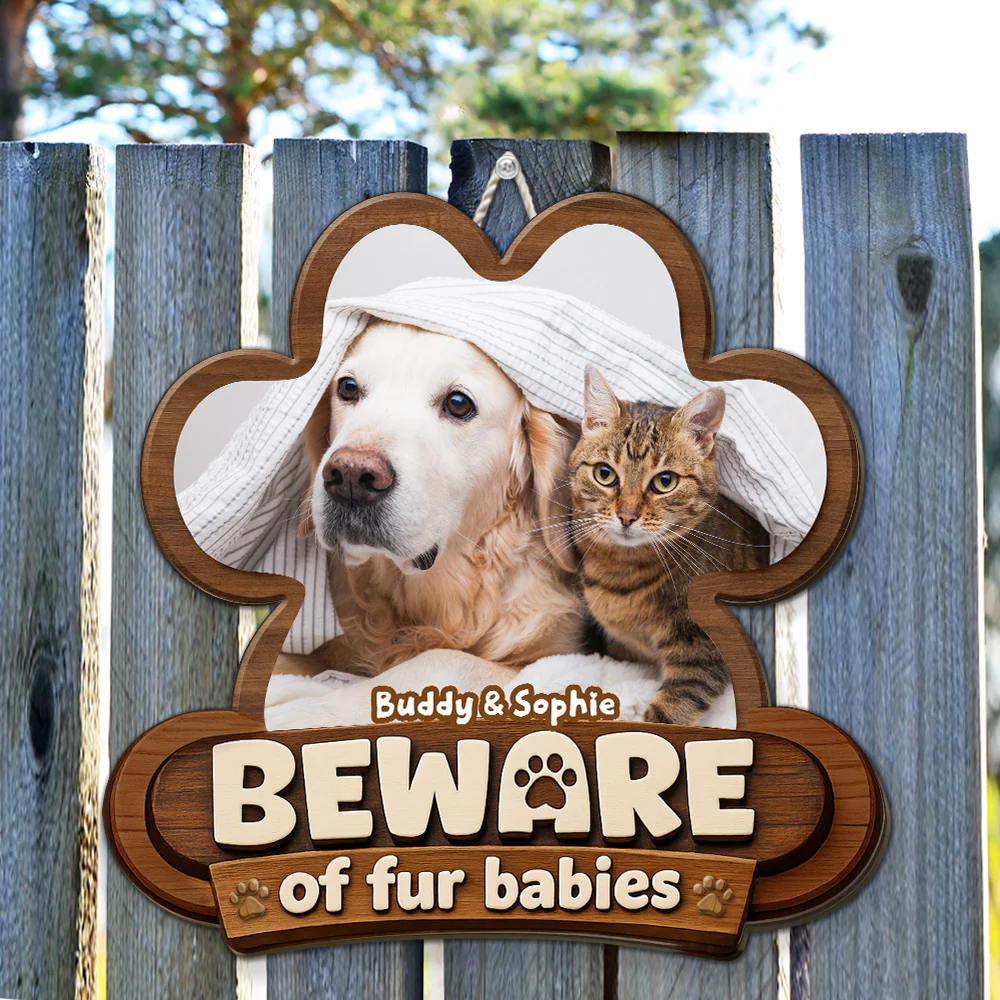 Beware Of The Babies Photo - Personalized Custom Wood Sign - Image 2