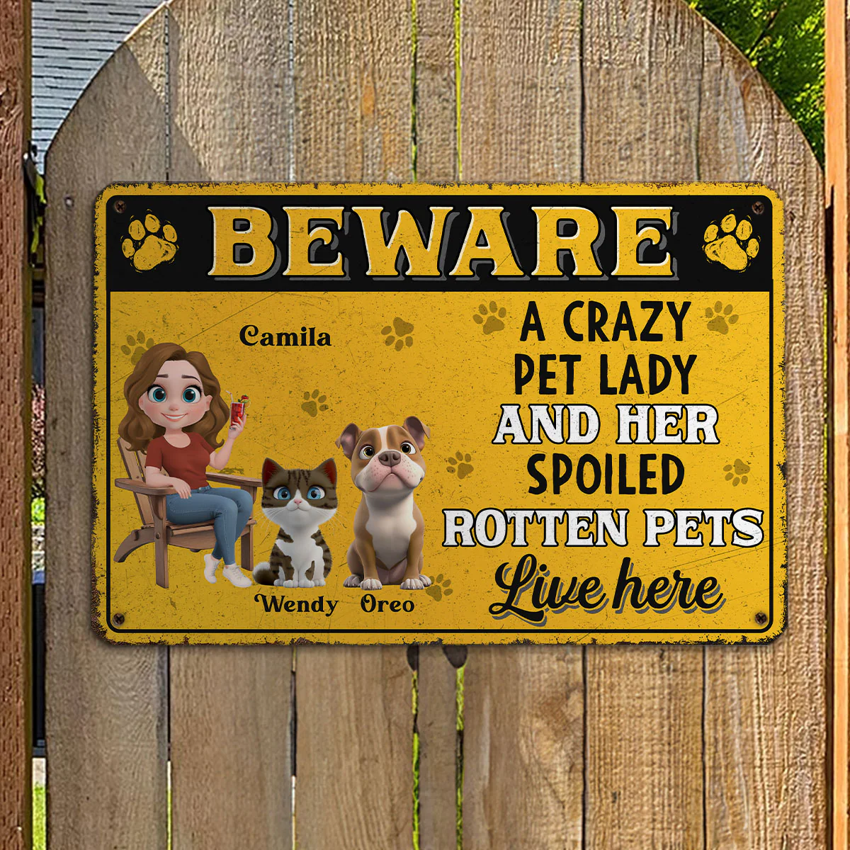 Beware Pet Lady - Personalized Custom Metal Sign - Image 2
