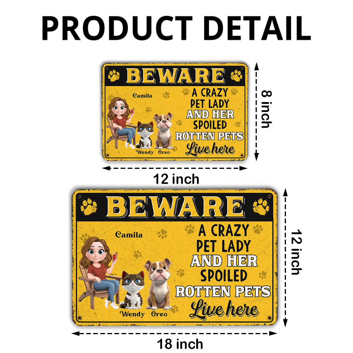 Beware Pet Lady - Personalized Custom Metal Sign - Image 6