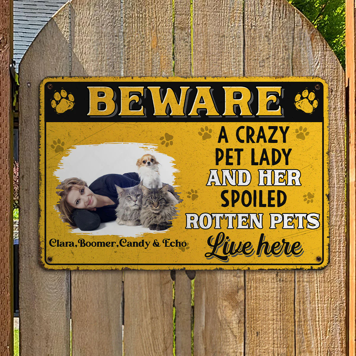 Beware Pet Lady Photo - Personalized Custom Metal Sign - Image 2