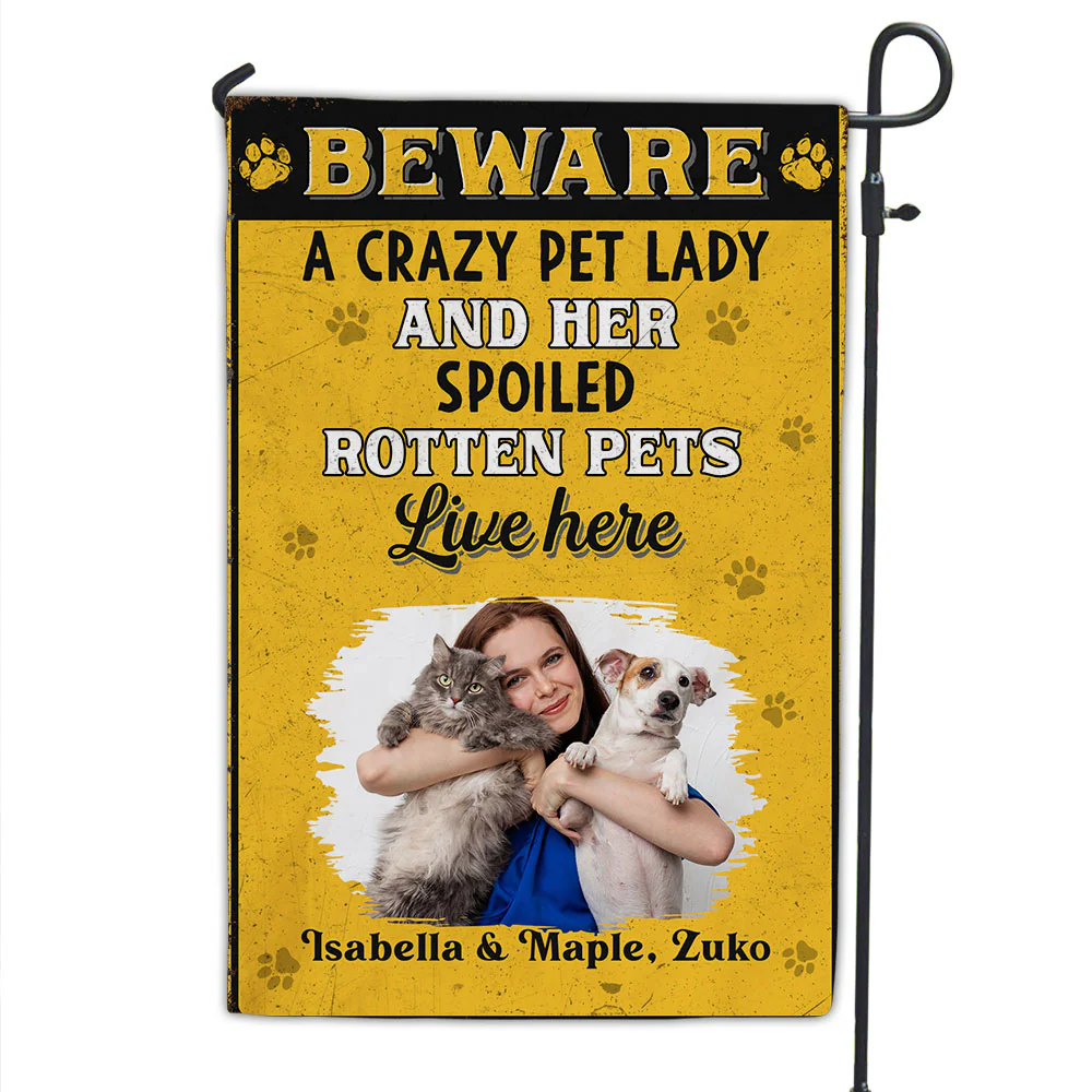 Beware Pet Version Photo - Personalized Custom Flag