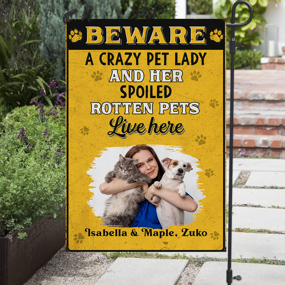 Beware Pet Version Photo - Personalized Custom Flag - Image 3