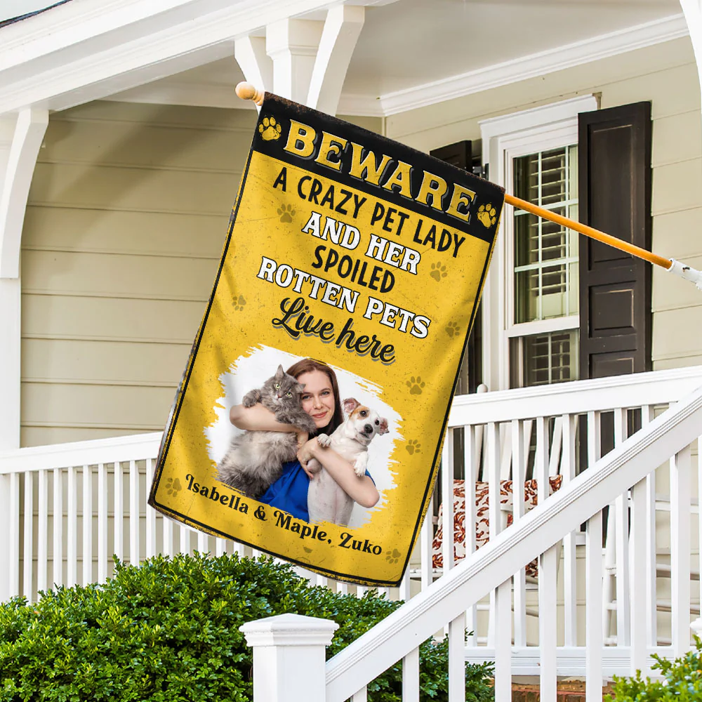 Beware Pet Version Photo - Personalized Custom Flag - Image 5