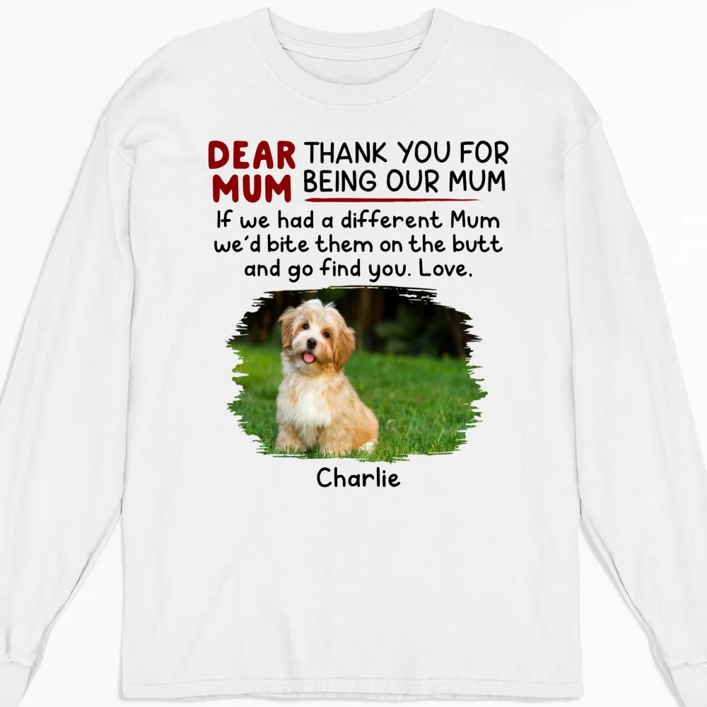 Bite Their Butt Photo - Personalized Custom Long Sleeve T-Shirt - Image 3