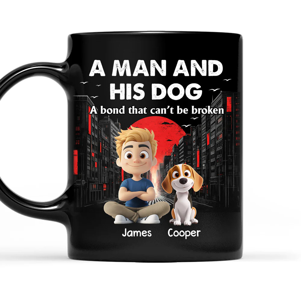Black Red Dog And Human - Personalized Custom Coffee Mug