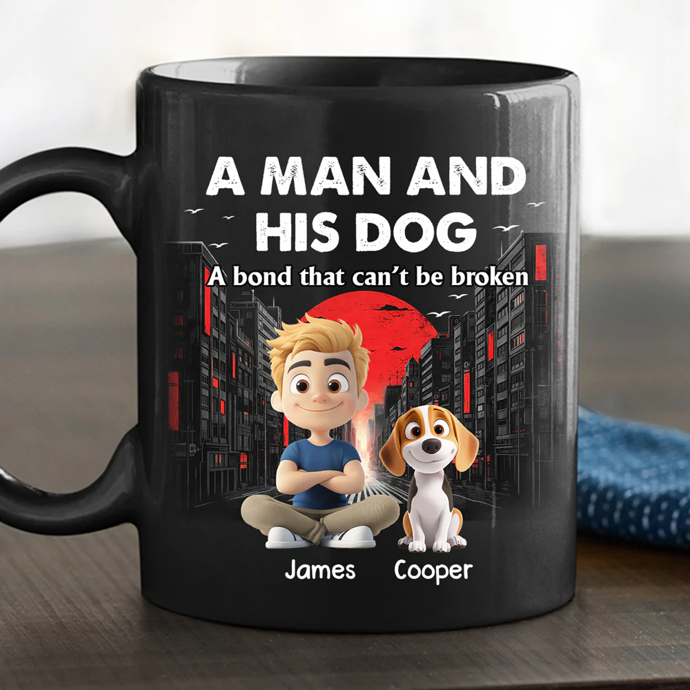 Black Red Dog And Human - Personalized Custom Coffee Mug - Image 2