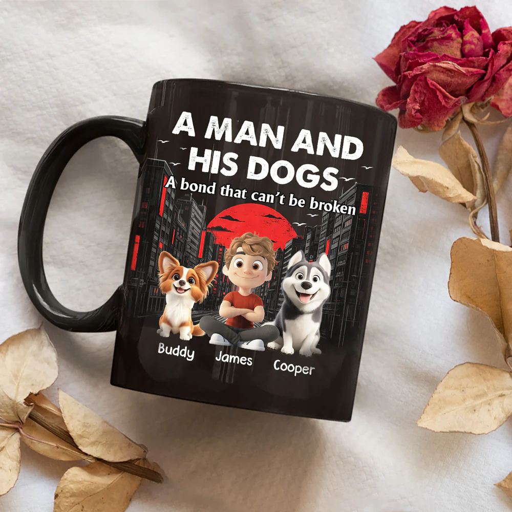 Black Red Dog And Human - Personalized Custom Coffee Mug - Image 3