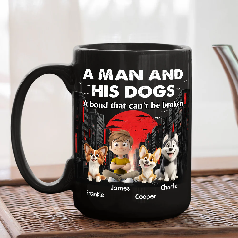 Black Red Dog And Human - Personalized Custom Coffee Mug - Image 4