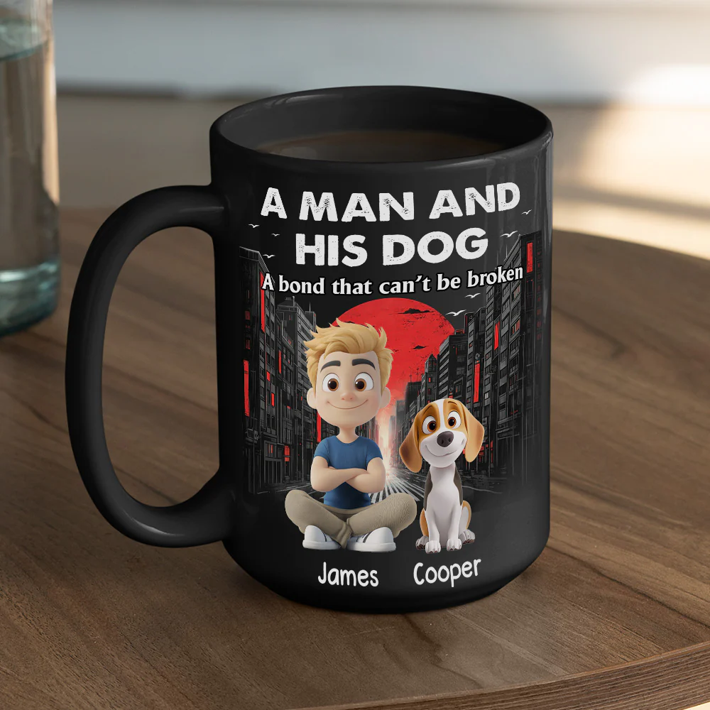 Black Red Dog And Human - Personalized Custom Coffee Mug - Image 5