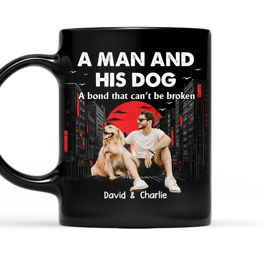 Black Red Dog And Human Photo - Personalized Custom Coffee Mug