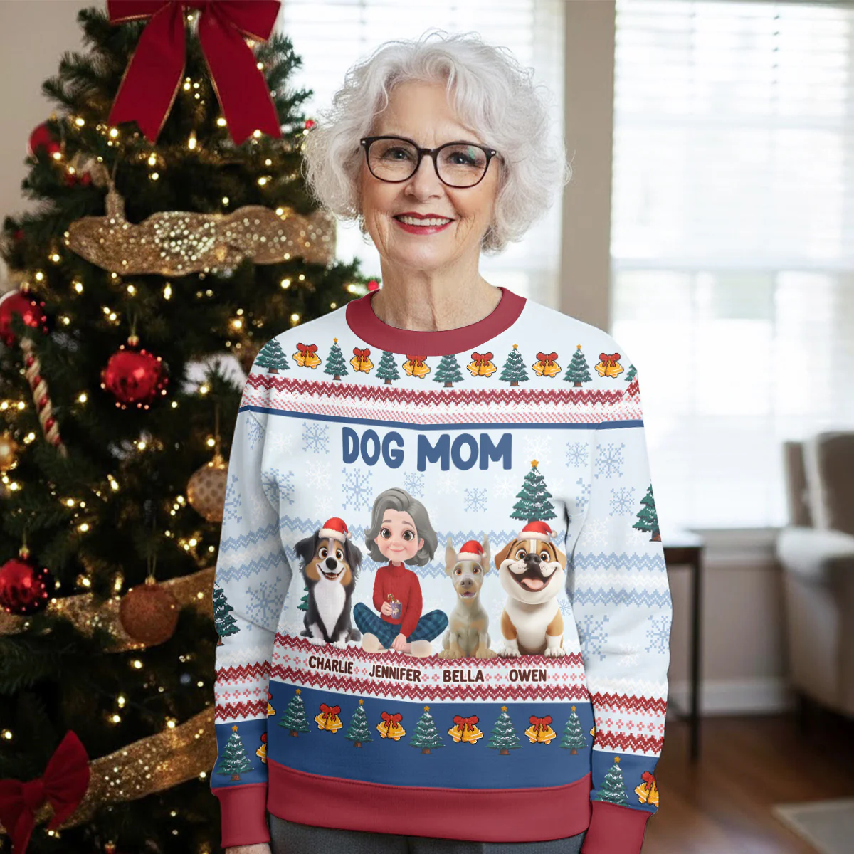 Bling Snowy Christmas - Personalized Custom All-Over-Print Sweatshirt - Image 5