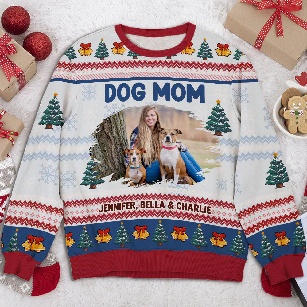 Bling Snowy Christmas Photo - Personalized Custom All-Over-Print Sweatshirt - Image 2