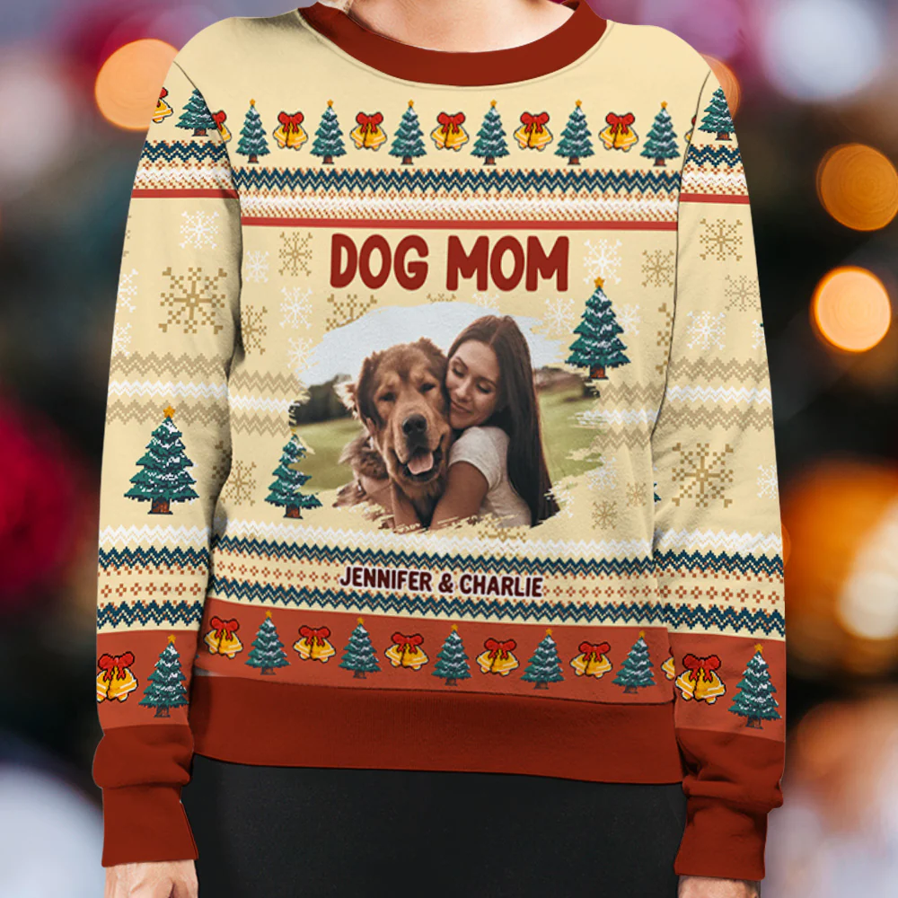 Bling Snowy Christmas Photo - Personalized Custom All-Over-Print Sweatshirt - Image 3