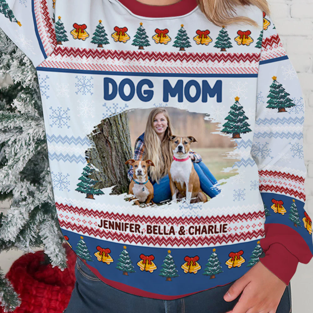 Bling Snowy Christmas Photo - Personalized Custom All-Over-Print Sweatshirt - Image 4