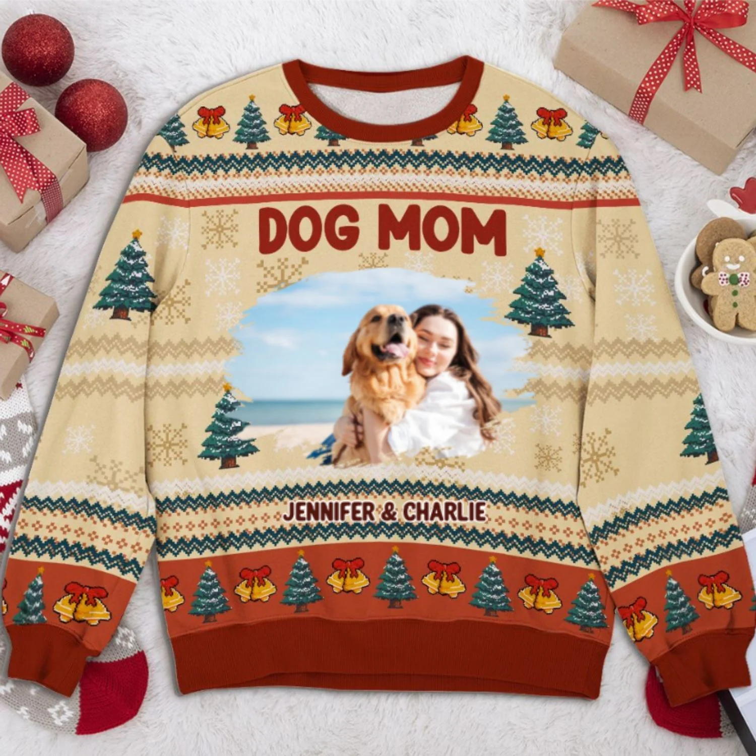 Bling Snowy Christmas Photo - Personalized Custom All-Over-Print Sweatshirt - Image 5