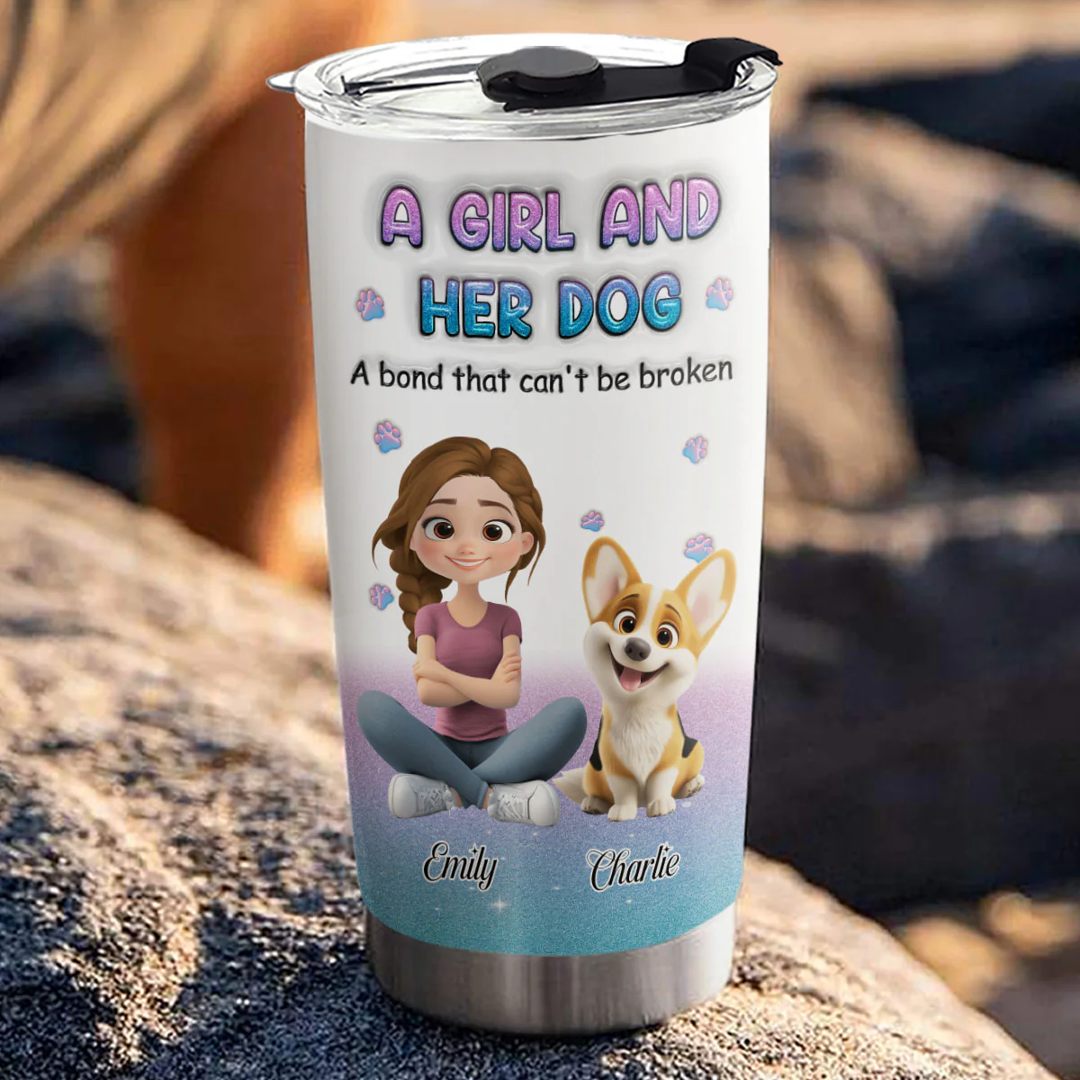 Blue Glitter - Personalized Custom 3D Inflated Tumbler - Image 2
