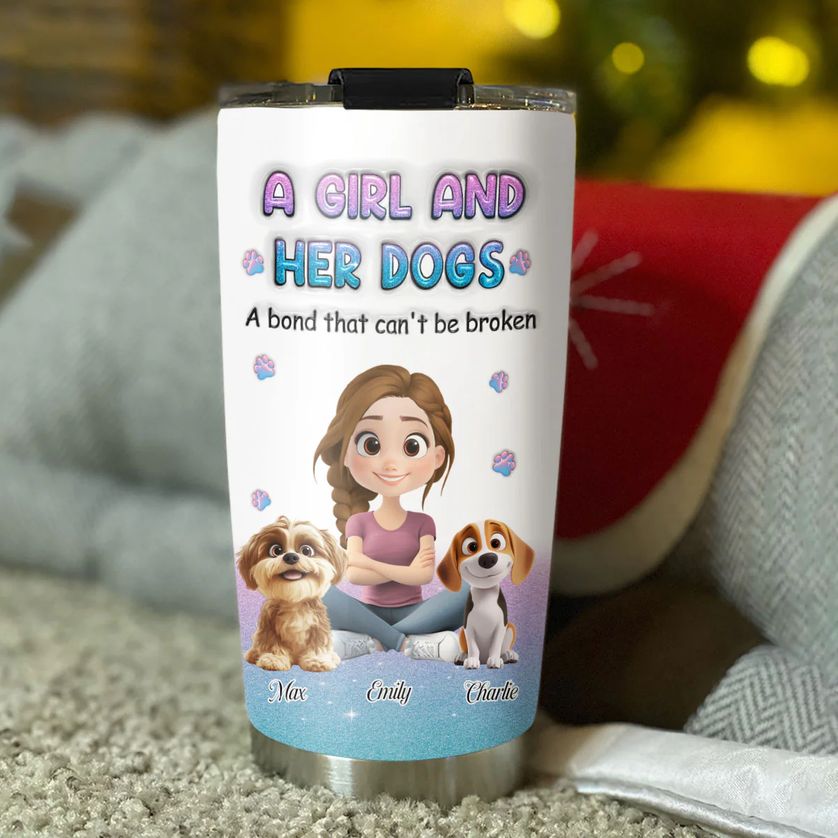 Blue Glitter - Personalized Custom 3D Inflated Tumbler - Image 3