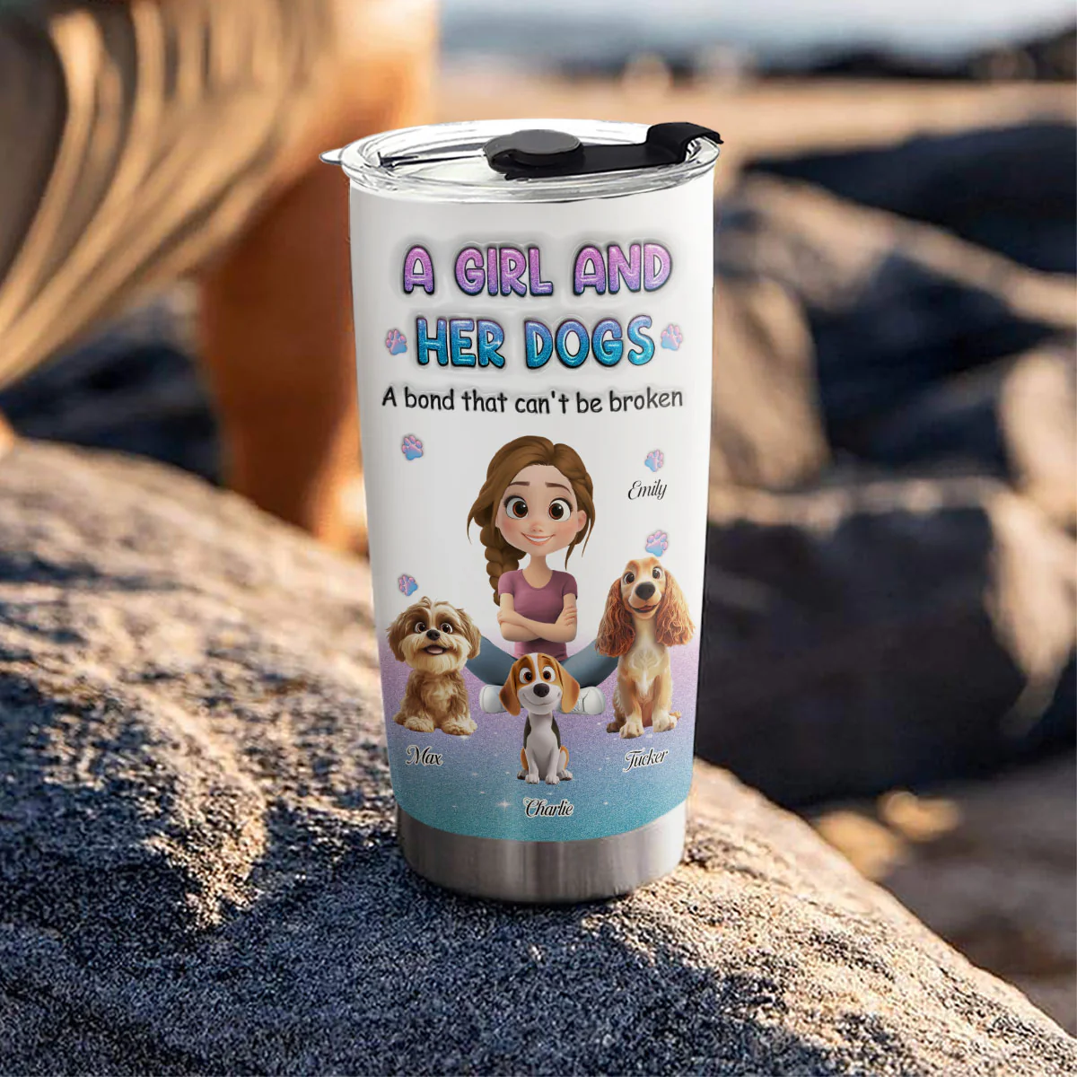 Blue Glitter - Personalized Custom 3D Inflated Tumbler - Image 4