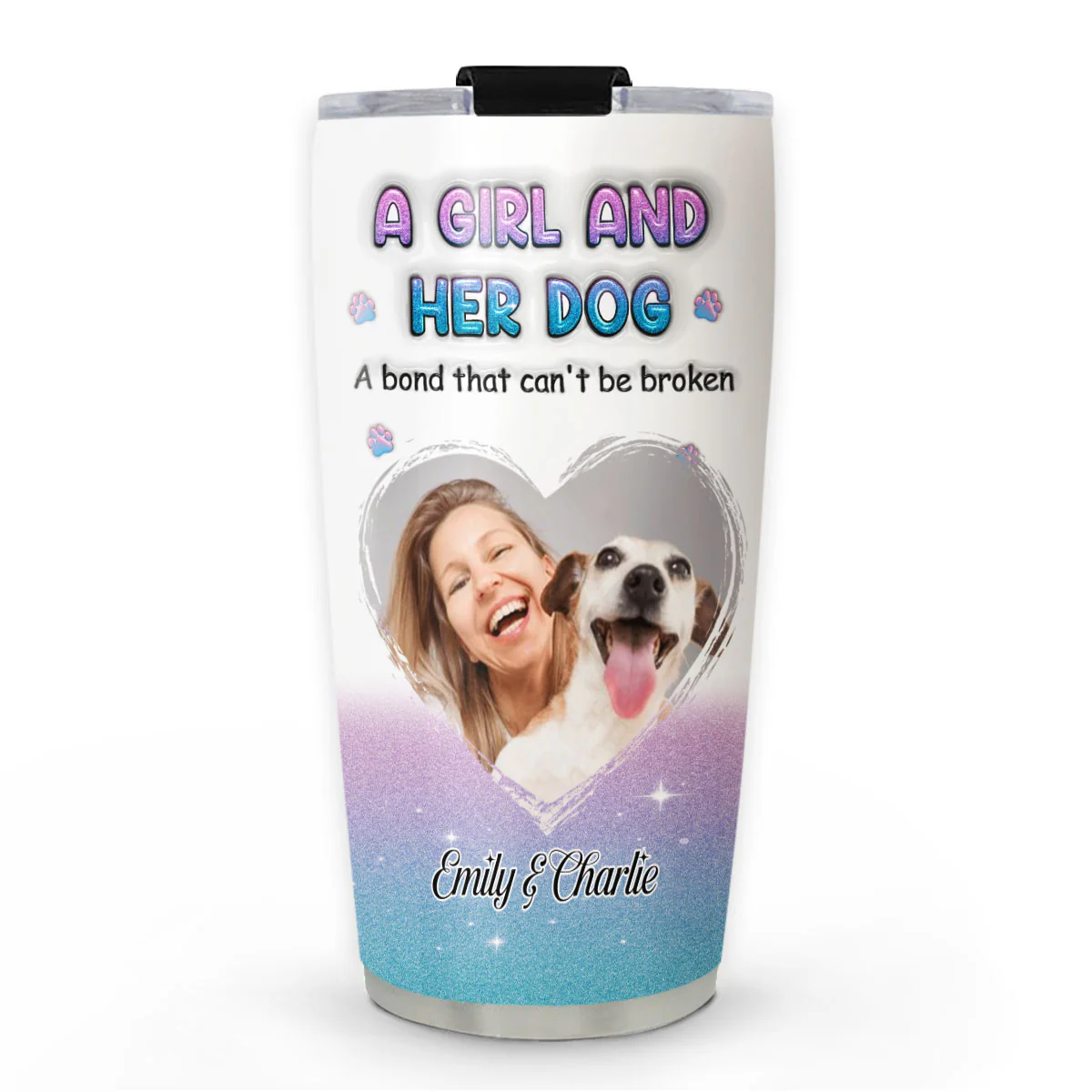 Blue Glitter Photo - Personalized Custom 3D Inflated Tumbler