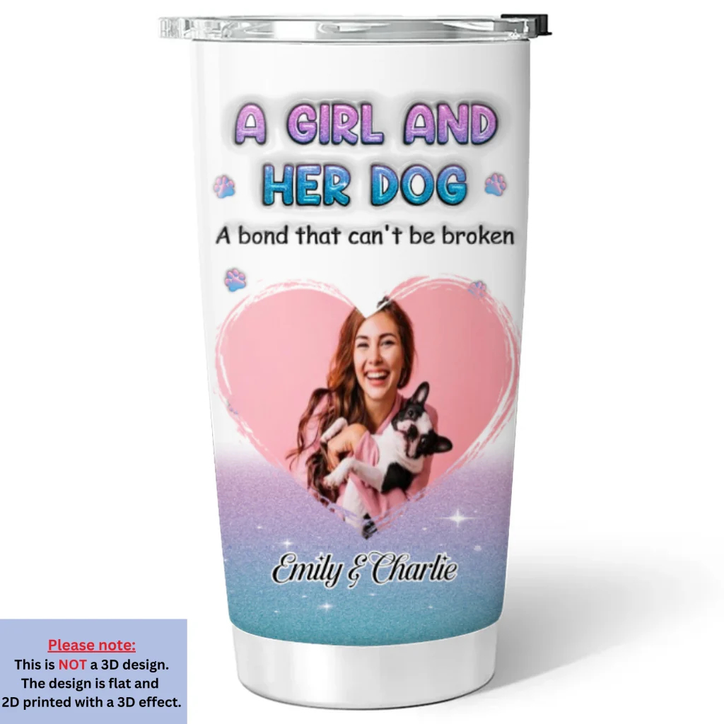 Blue Glitter Photo - Personalized Custom 3D Inflated Tumbler - Image 3
