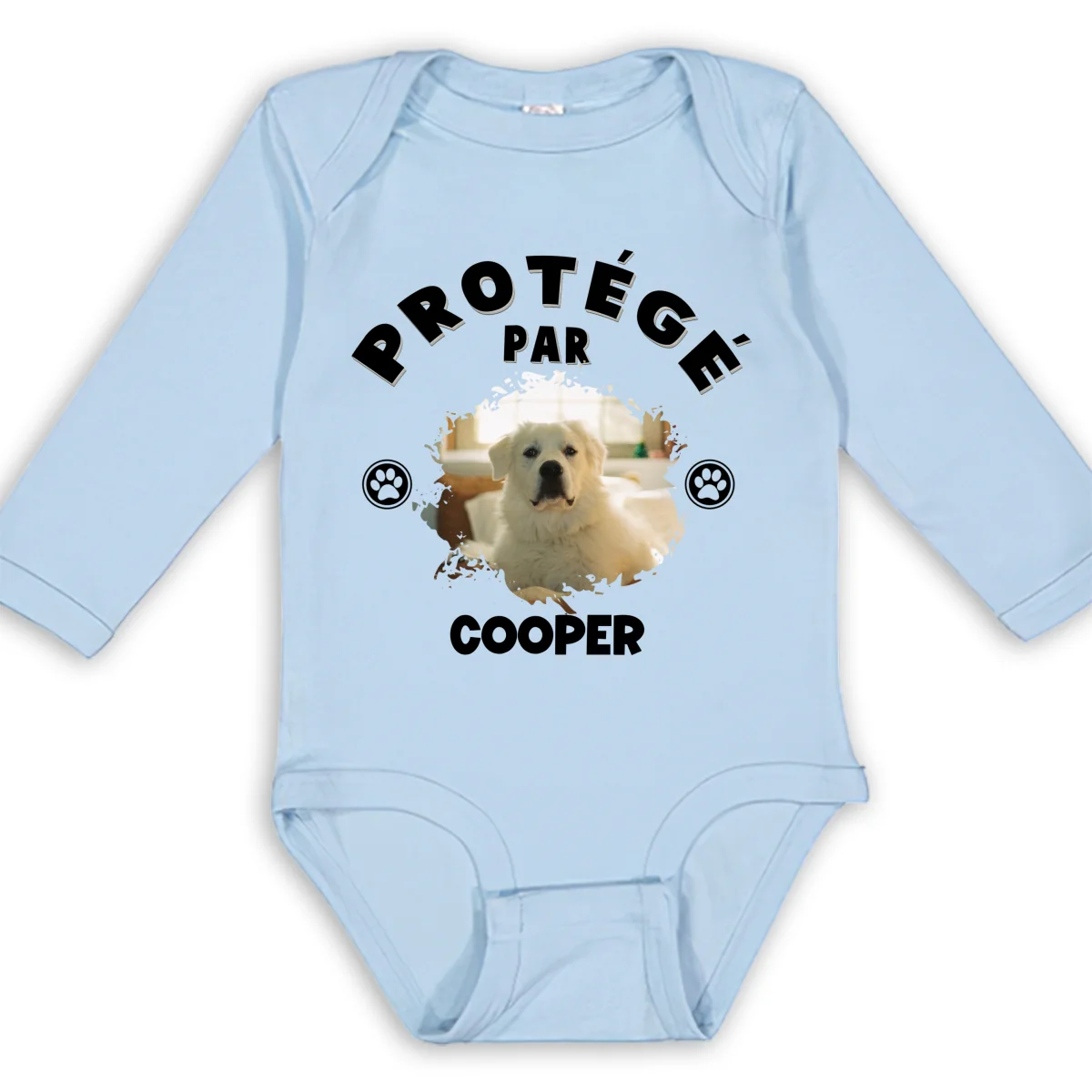Body Bébé Manches Longues Personnalisé - Humain Protégé par des Chiens Photo - Image 7