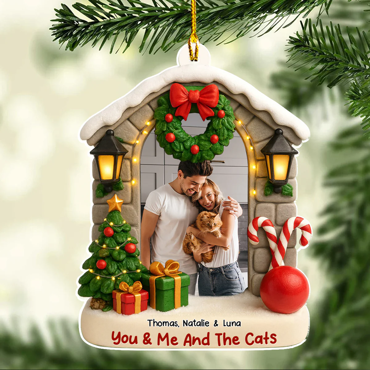 Bond Of Cat Love Photo - Personalized Custom 3D Effect Acrylic Ornament - Image 2