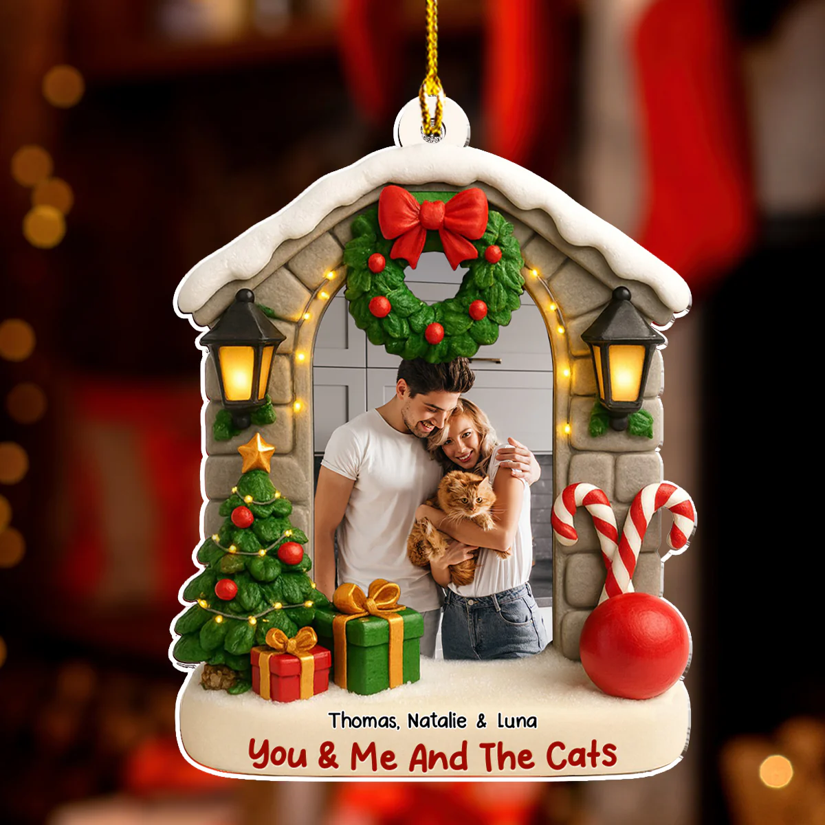 Bond Of Cat Love Photo - Personalized Custom 3D Effect Acrylic Ornament - Image 3