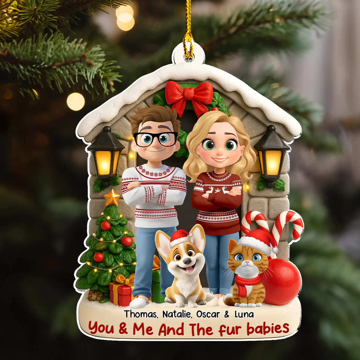Bond Of Fur Love - Personalized Custom 3D Effect Acrylic Ornament - Image 4