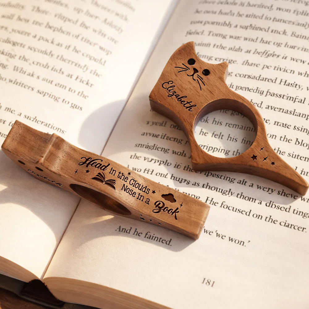 Book Lover - Personalized Custom Cat Book Page Holder - Image 5