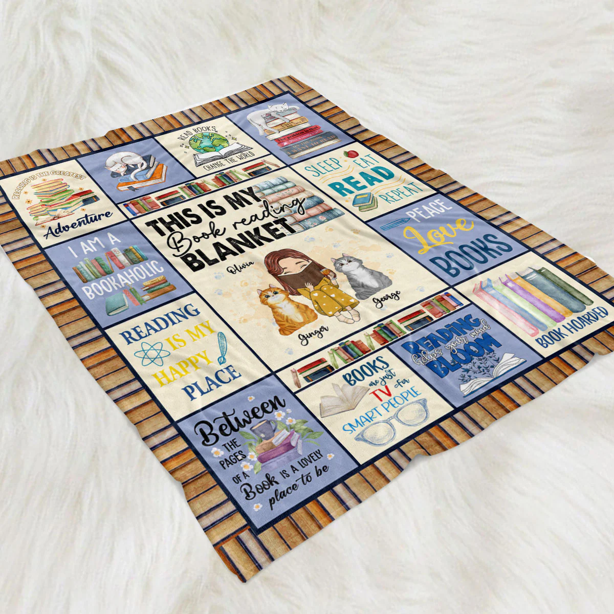 Book Lovers - Personalized Custom Fleece Blanket - Image 2