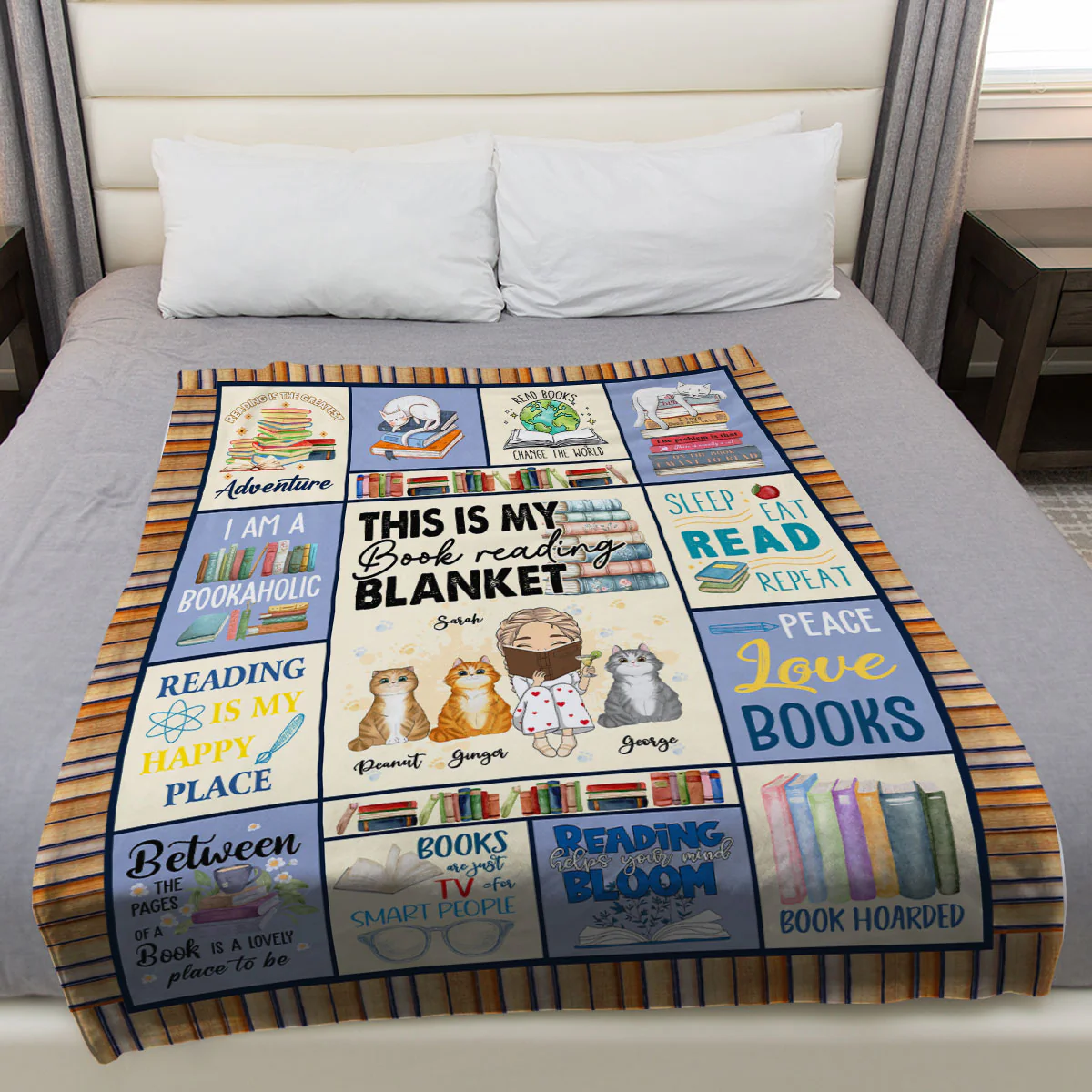 Book Lovers - Personalized Custom Fleece Blanket - Image 3
