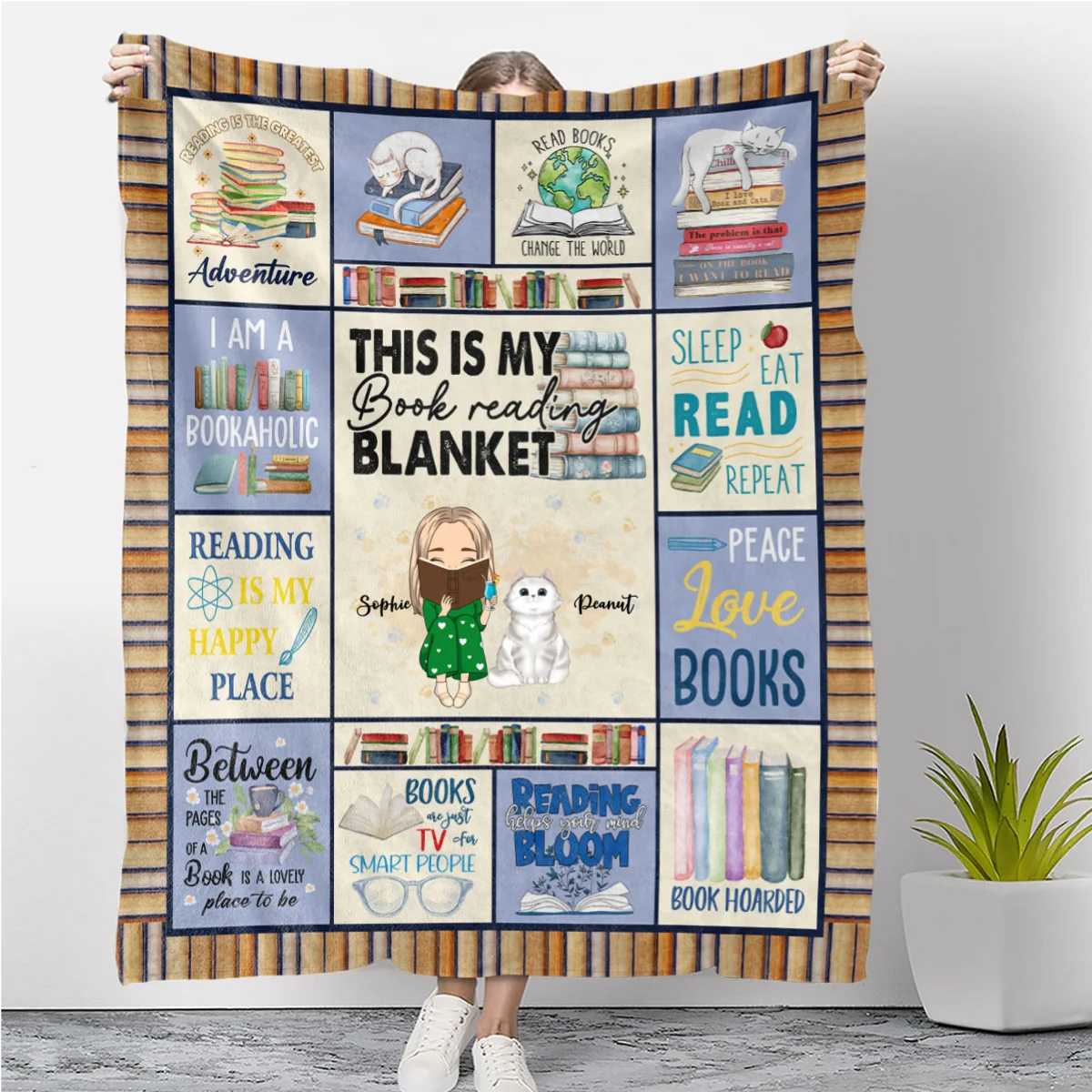 Book Lovers - Personalized Custom Fleece Blanket - Image 5