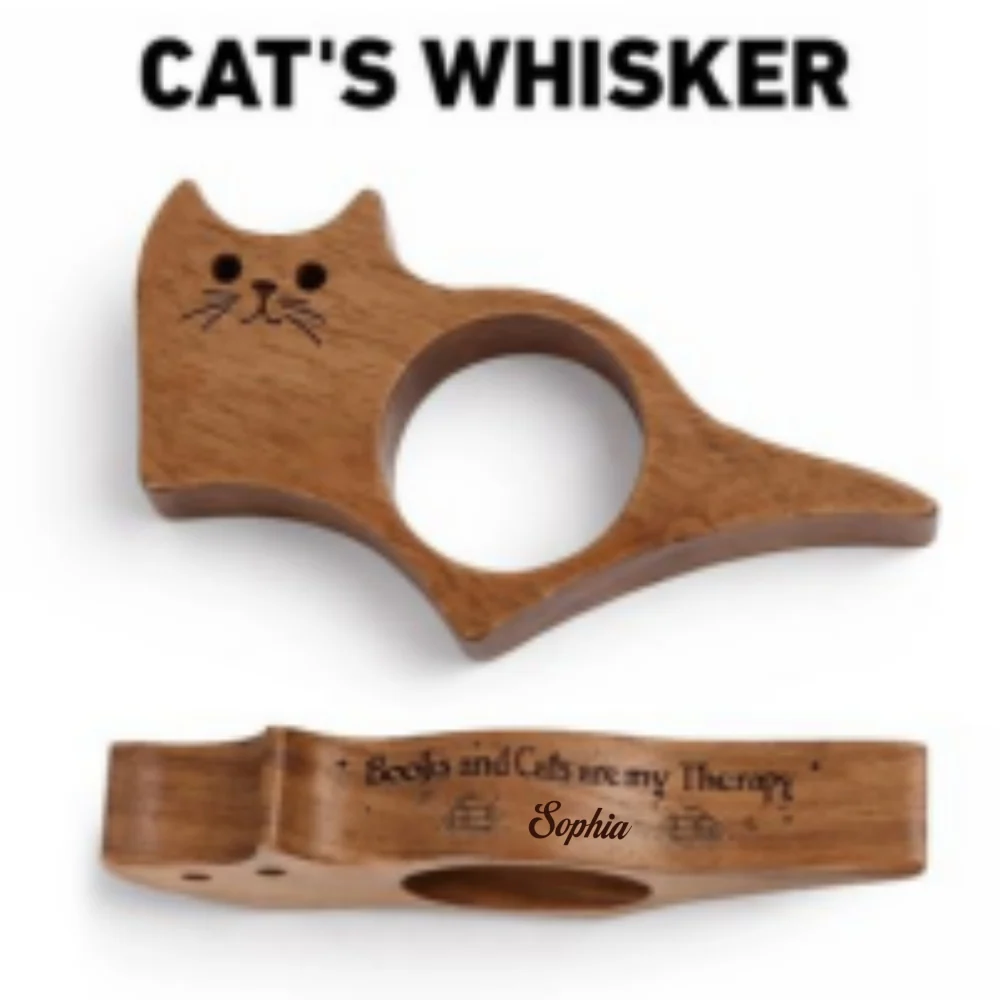 Books Are My Therapy - Personalized Custom Cat Book Page Holder - Image 7