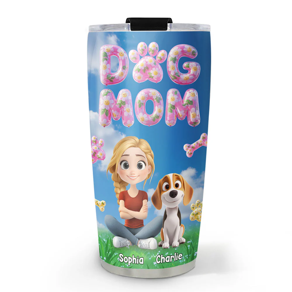 Bubble Chibi Dog Mom - Personalized Custom 3D Effect Tumbler
