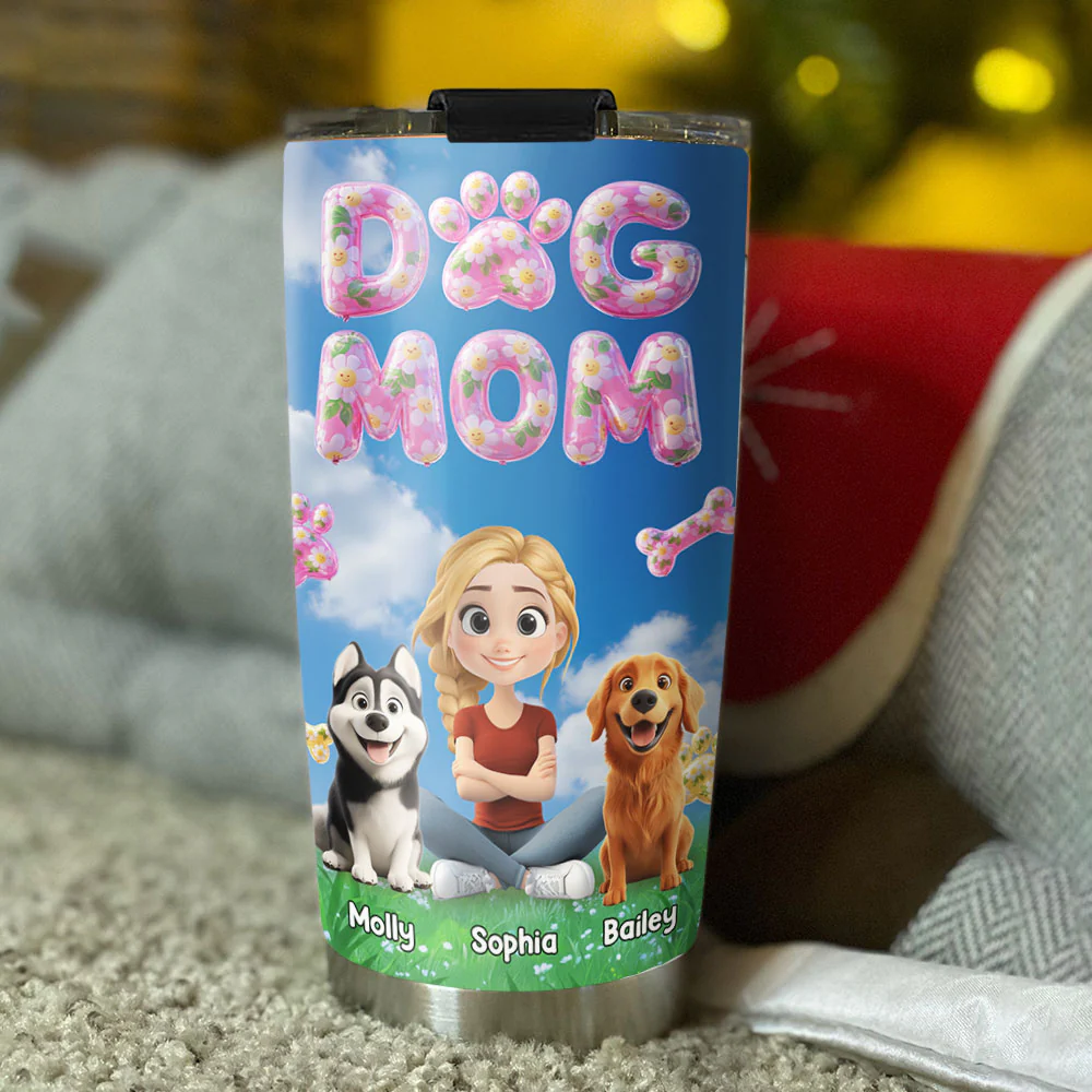 Bubble Chibi Dog Mom - Personalized Custom 3D Effect Tumbler - Image 4