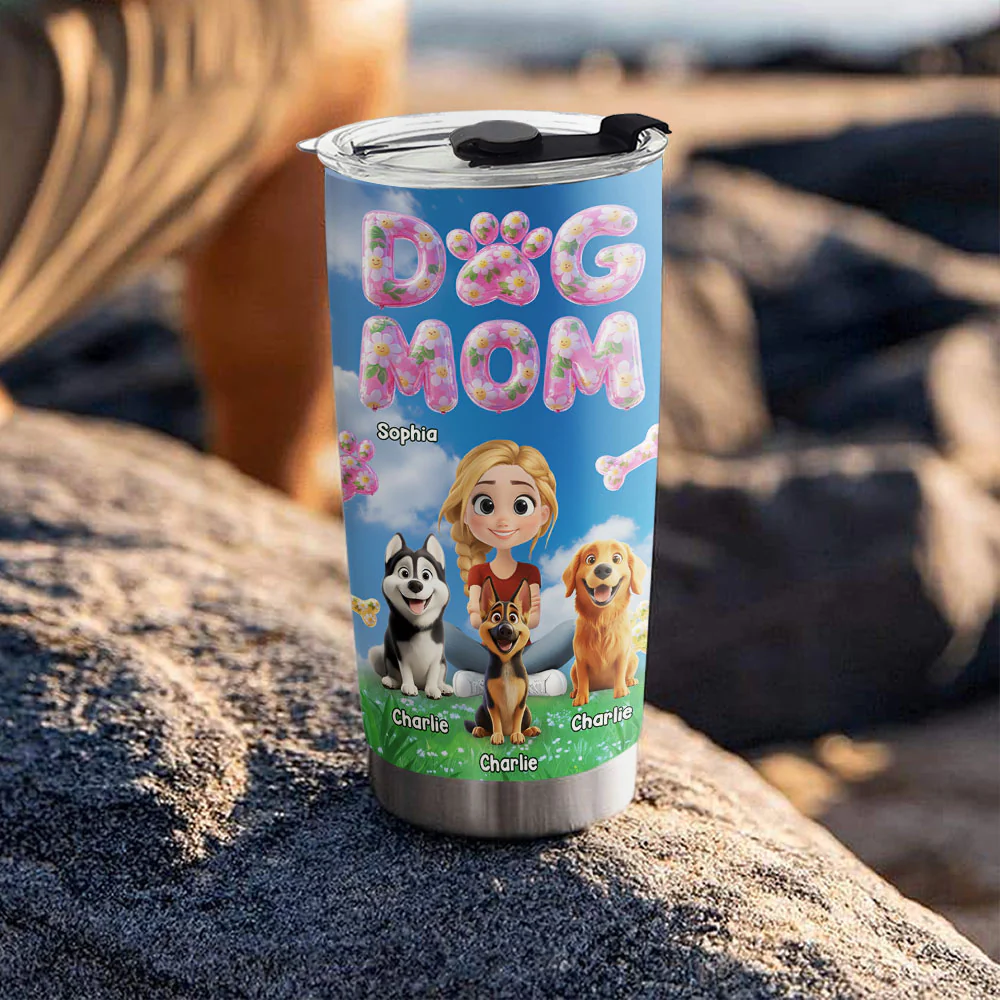 Bubble Chibi Dog Mom - Personalized Custom 3D Effect Tumbler - Image 5